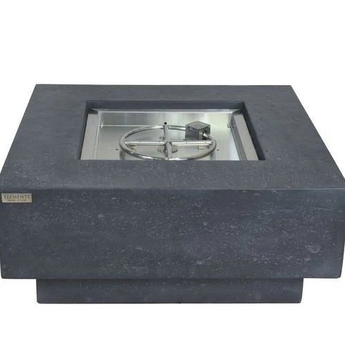 square fire pit table dark grey with stainless steel burner in middle