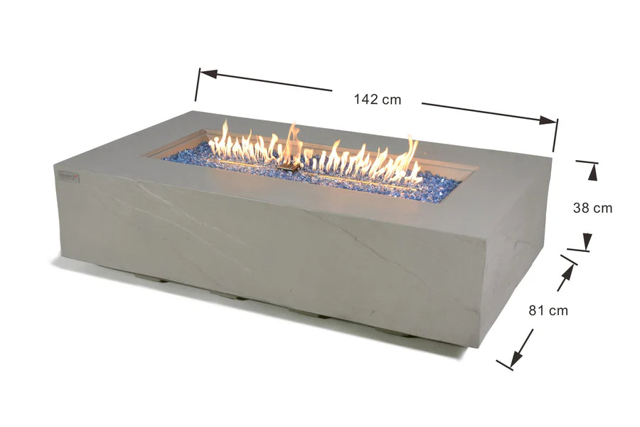 rectangular fire pit table dimensions