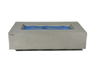 sandstone rectangulare fire pit table with blue fire glass