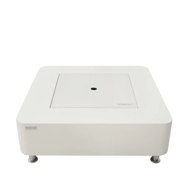 elementi perth ethanol fire table cream white ECG02CW with lid on a white background