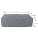 rectangular fire pit covered with complimentary grey canvas cover measurement breakdown