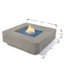 square table fire pit dimensions on a white background