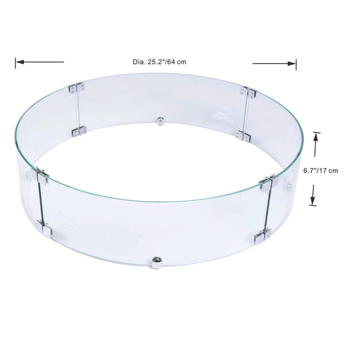 elementi plus round fire pit windscreen ONC05-022 tempered glass dimension breakdown