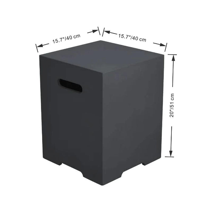  elementi plus square concrete tank cover ONB01 109 dark grey tank cover dimensions breakdown on a white background