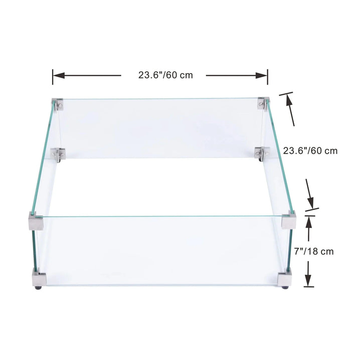 clear tempered glass elementi square windshield suitable for square fire pit tables by elementi measurement breakdown