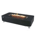 black marble with white accent fire pit coffee table with fire pit lid on fire glass in the middle on a white background