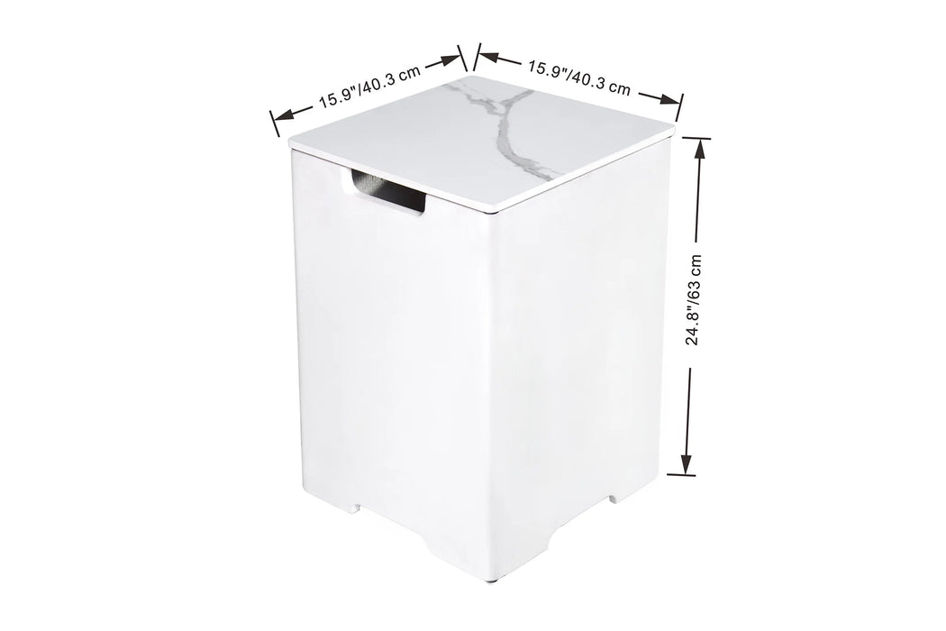 elementi propane tank cover ONB401BW porcelain top square tank cover measurements