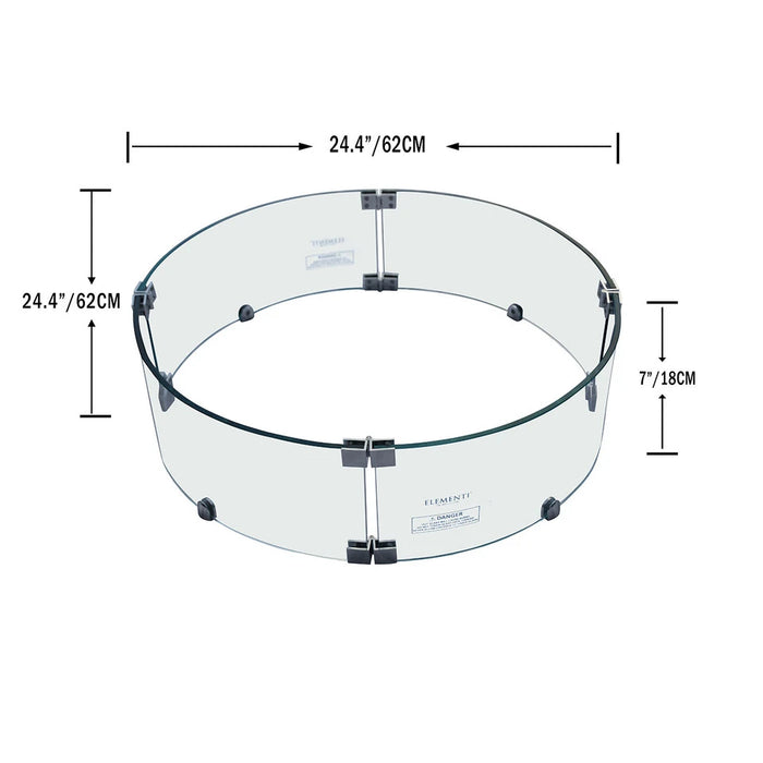 elementi fire pit table round windscreen measurements