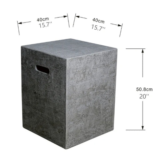 elementi square travertine texture tank cover dimensions on a white background