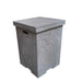 light grey square travertine texture propane tank cover with removable lid on a white background