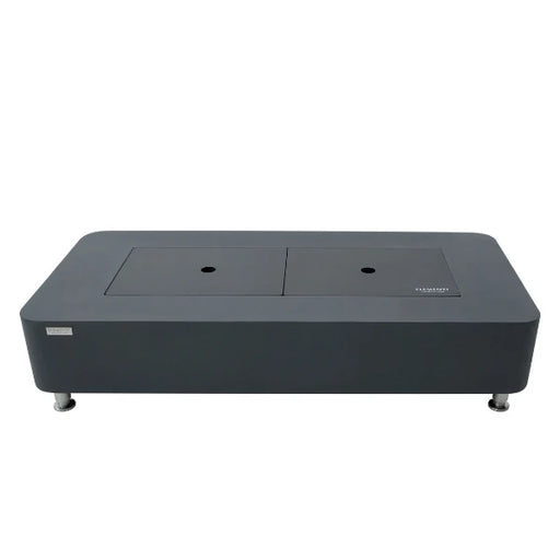 rectangular fire pit table with lid on a white background