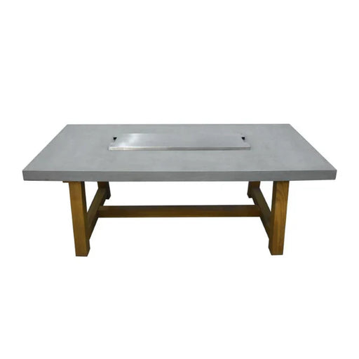 stainless steel fire table lid placed on elementi grey fire pit table