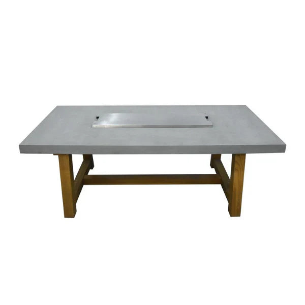 stainless steel fire table lid placed on elementi grey fire pit table