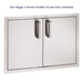 A stainless steel double access door with two doors and matching silver handles.