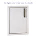 A stainless steel vertical access door with a sleek, modern design and a silver handle.