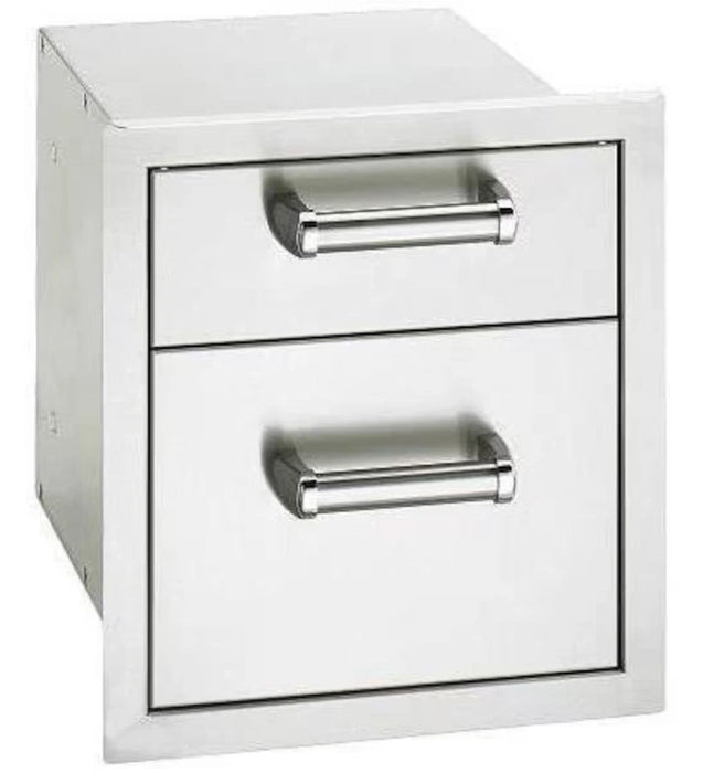 Double drawer for a Fire Magic outdoor kitchen, providing convenient storage and a sleek, professional look.