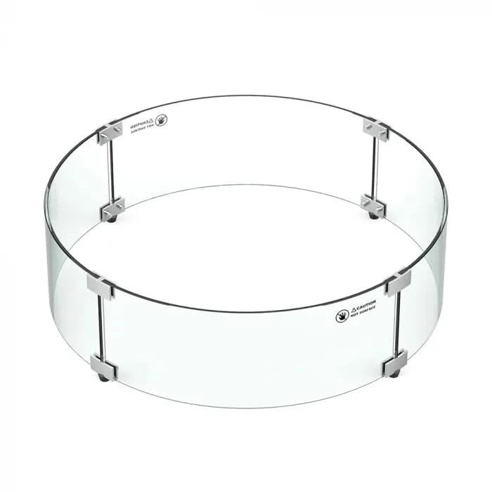 fire pit glass wind guard round for olympus concrete fire pit on a white background