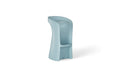 A blue Ledge Lounger Signature Pool Bar Stool, designed for use in and around the pool. It has a sleek, contoured design with a curved seat and back for comfort.