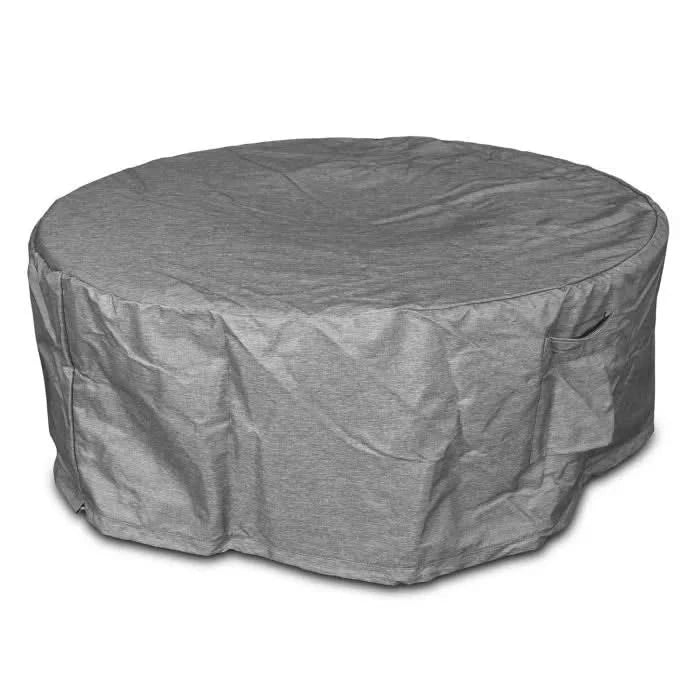 48 inch round fire pit cover in grey on a white background