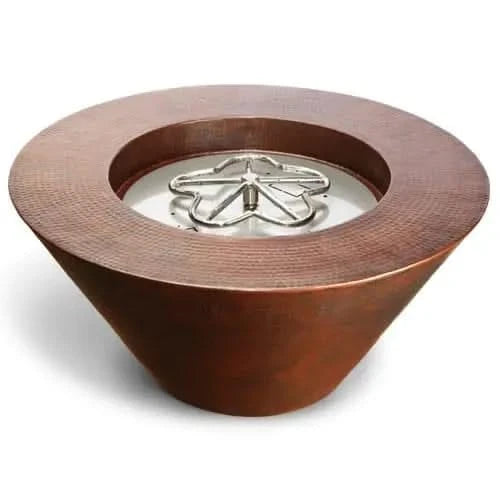 hpc fire messa hammered copper gas fire bowl on a white background