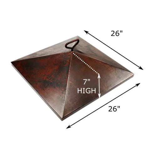 hpc sierra copper fire pit cover dimensions on a white background