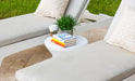 A white Ledge Lounger Signature Standard Side Table, designed for use in and around the pool. It has a sturdy base and a smooth, flat surface.