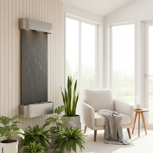 indoor water feature by adagio in a beautiful apartment 