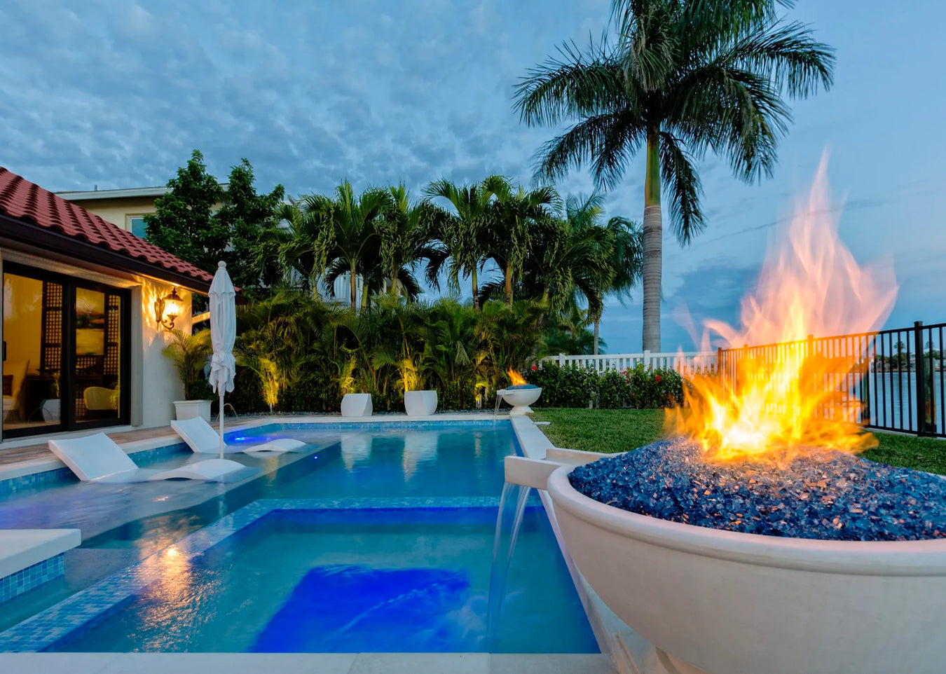 Entertainment Patio architectural design layout featuring integrated seating and fire installations