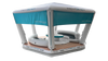 Yacht Beach inflatable float cabana with canopy on a white background