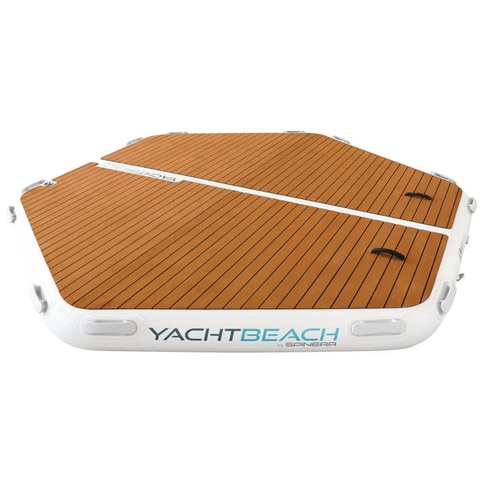 floating dock inflatable with 'YachtBeach' branding on a white background