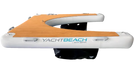 YachtBeach  single inflatable jet ski dock with wooden top and white sides on a white background