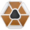 Hexagonal pool filter with wooden texture and white frame on a white background