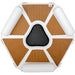 Hexagonal pool filter with wooden texture and white frame on a white background