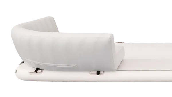 White massage chair with silver accents on a white background