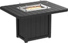 Durable, weather-resistant outdoor fire pit table with a glass wind guard. Perfect for entertaining guests and creating a cozy outdoor atmosphere.