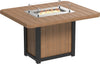 Durable outdoor fire pit table, perfect for entertaining guests. Features a weather-resistant design, glass wind guard, and propane-powered fire pit.