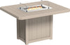 Durable, weather-resistant outdoor fire pit table with a glass wind guard. Perfect for entertaining guests and creating a cozy outdoor atmosphere.
