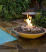 A stunning fire and water feature for your poolside oasis. This round fire bowl creates a mesmerizing display of flames and flowing water.