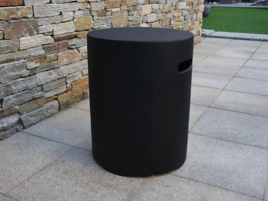 modeno black round tank cover for modeno fire table side view 