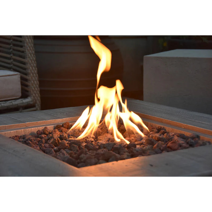 modeno classic grey square fire pit table close up view