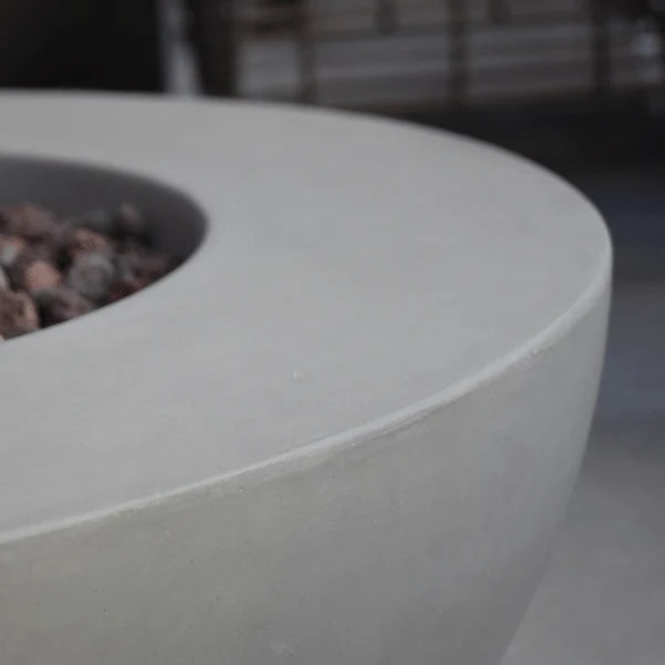 round fire pit table ceramic material close up