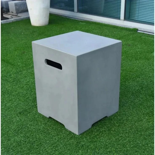 modeno square propane tank cover smooth finish light grey on grass with handles