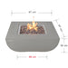 light grey square fire pit table with measurements on a white background