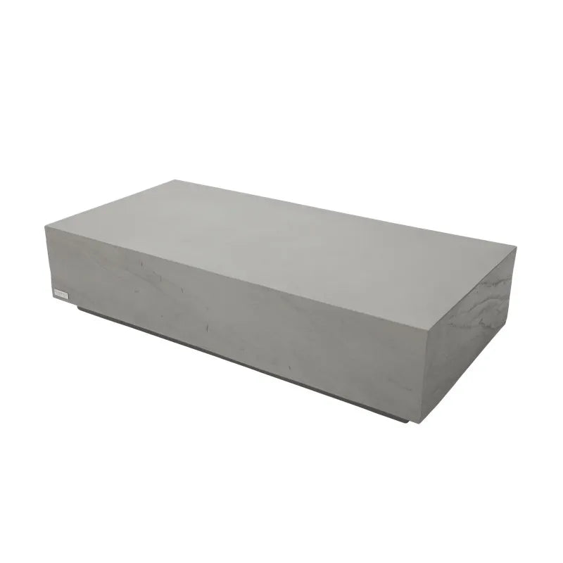 A solid grey, rectangular outdoor coffee table by Elementi Home, part of the Colorado series.