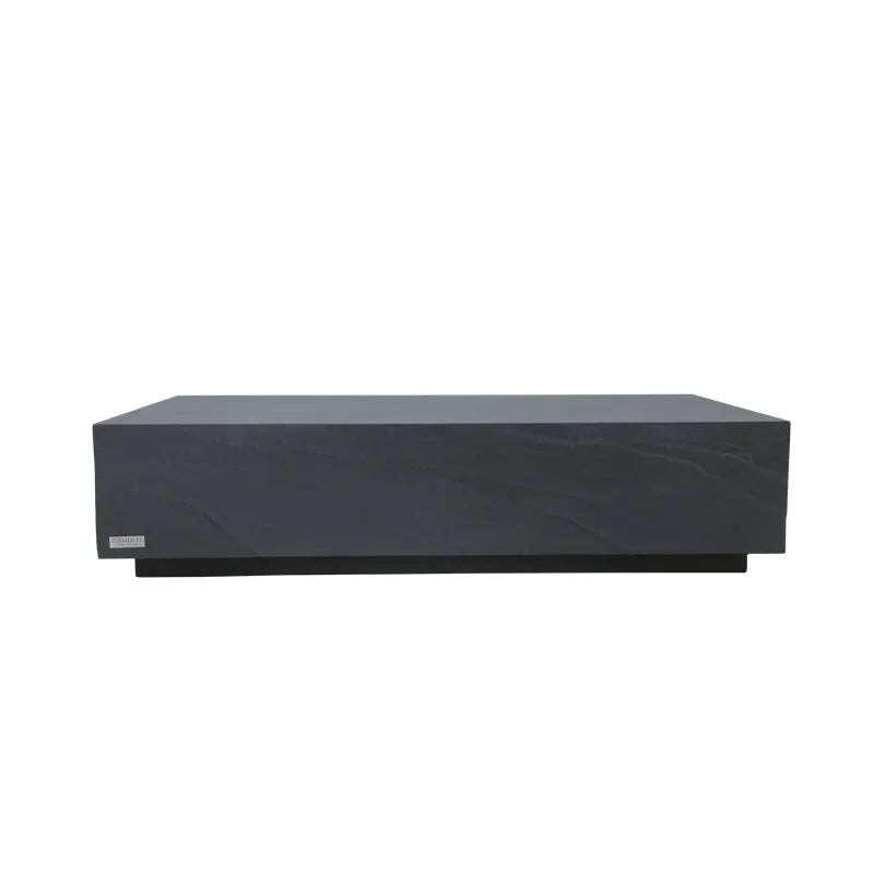 A solid black, rectangular concrete coffee table, likely from the Elementi Colorado series.