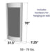 Measurement chart of a wall-mounted product with dimensions and weight information.