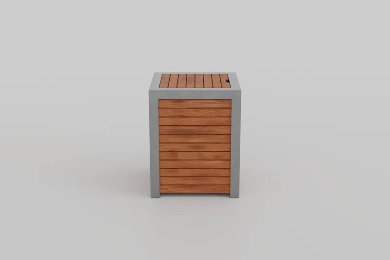 Wooden propane tank storage for outdoor grill table