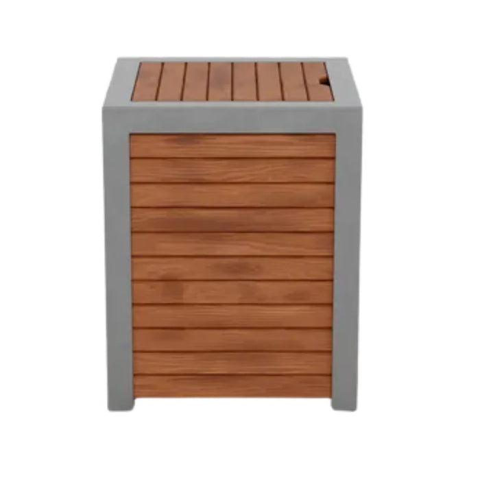 Wooden propane tank storage on a white background