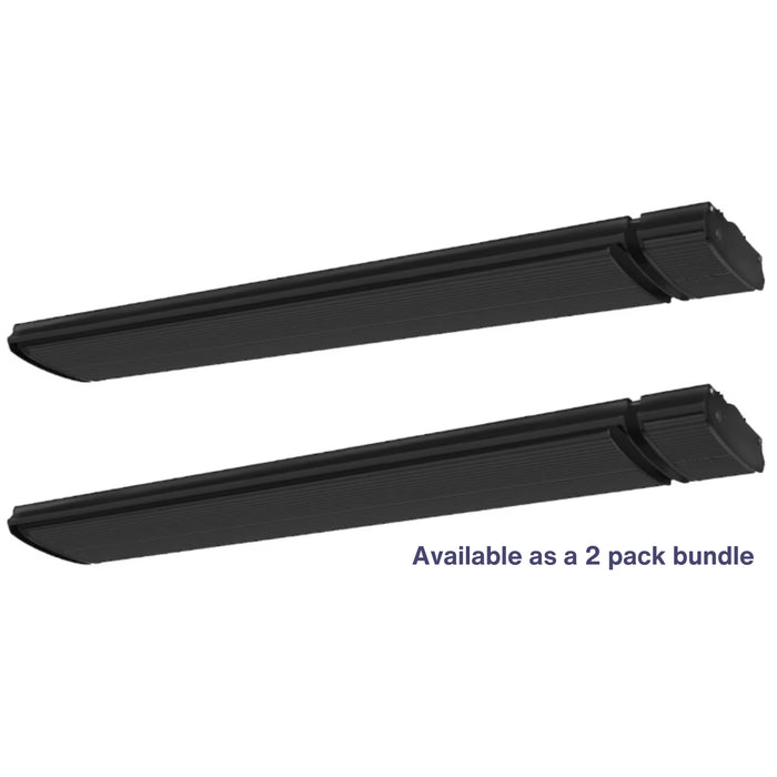 Product image showcasing a pair of sleek black electric patio heaters, available as a convenient 2-pack bundle.