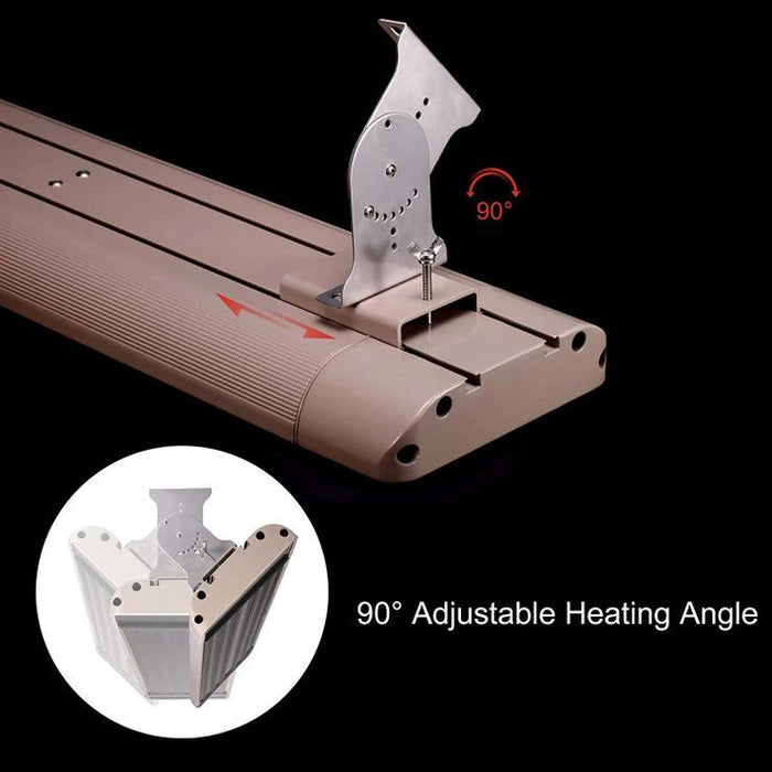 A heater bracket with an adjustable arm, allowing for flexible installation and precise heat direction.